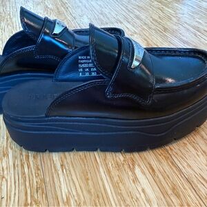 Jordan Black Platform Loafer Slides with Silver Accent